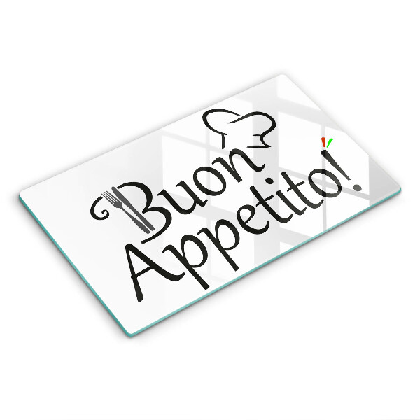 Chopping board glass The inscription Buon Appetito!