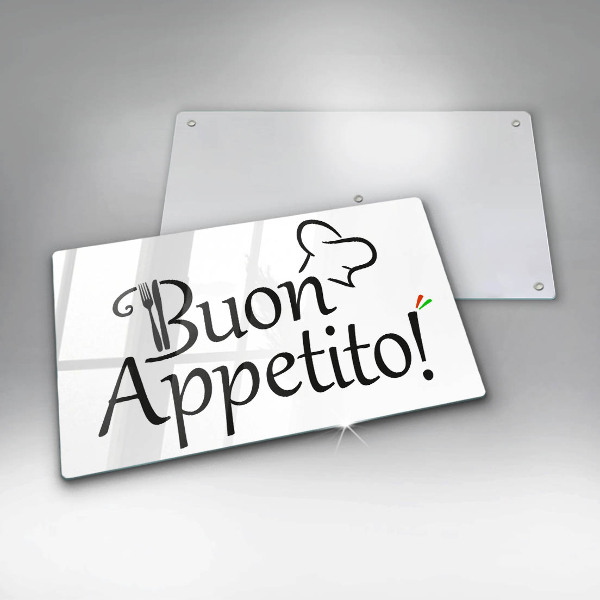 Chopping board glass The inscription Buon Appetito!