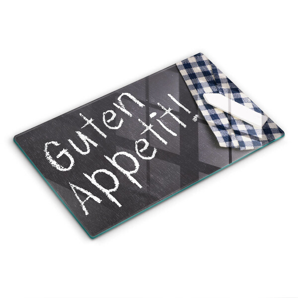 Chopping board glass The inscription GUTEN APPETIT!