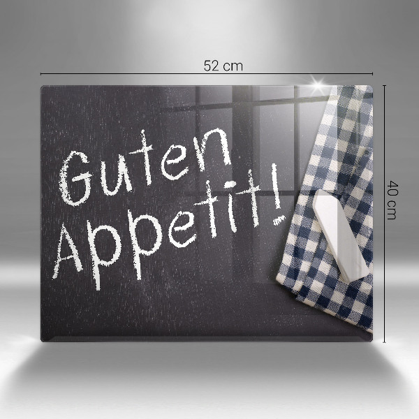 Chopping board glass The inscription GUTEN APPETIT!