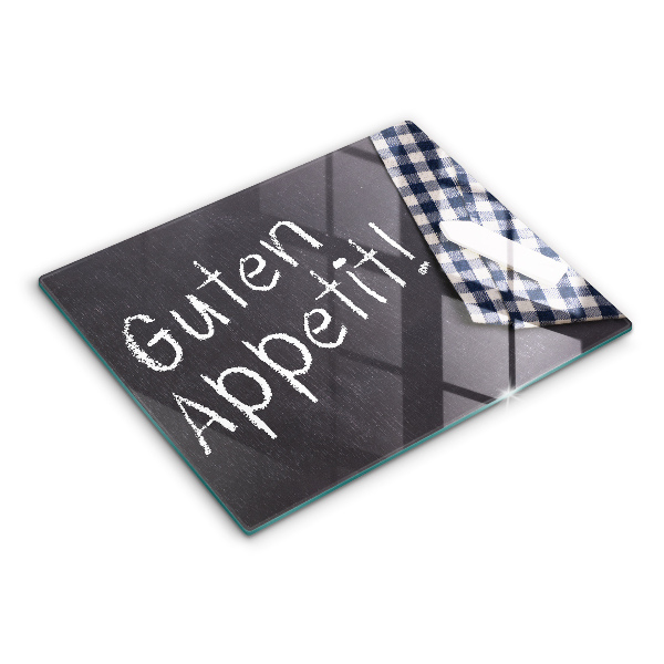 Chopping board glass The inscription GUTEN APPETIT!