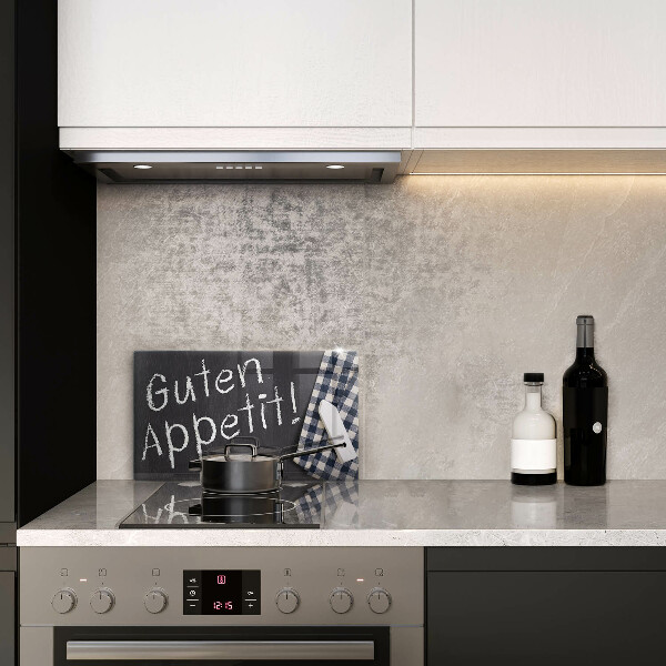 Chopping board glass The inscription GUTEN APPETIT!