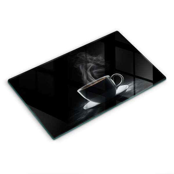 Chopping board Hot cup of coffee