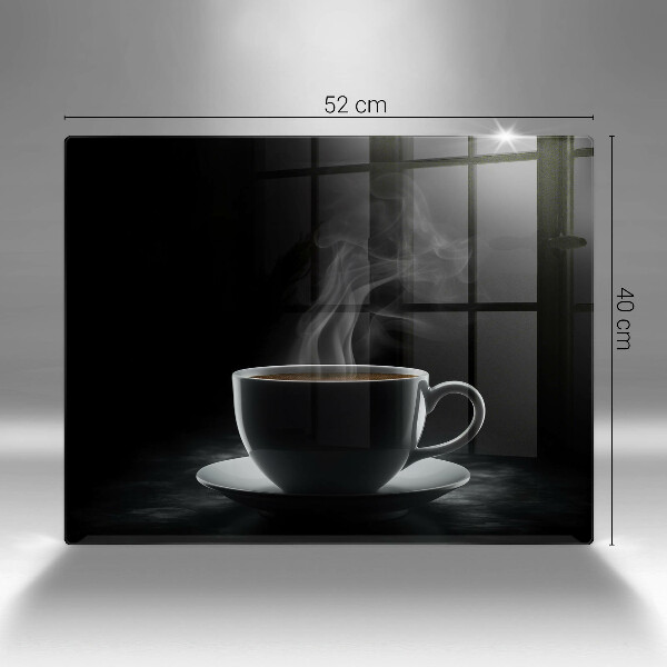 Chopping board Hot cup of coffee