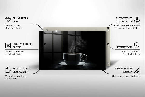 Chopping board Hot cup of coffee