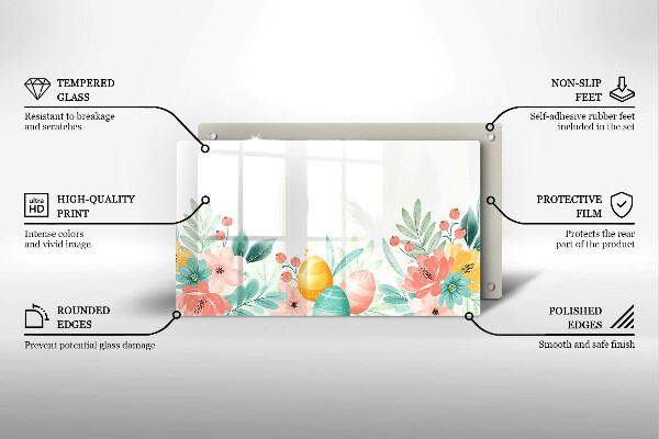 Chopping board glass Easter eggs