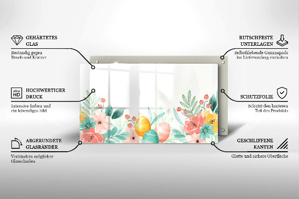 Chopping board glass Easter eggs