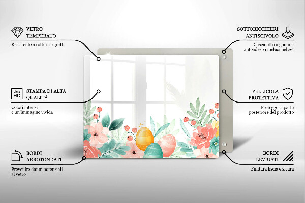 Chopping board glass Easter eggs