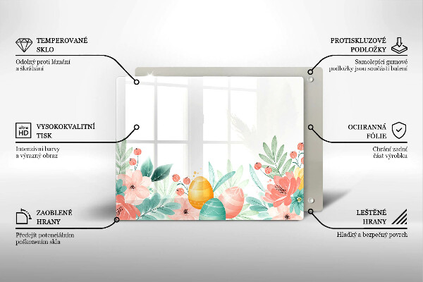 Chopping board glass Easter eggs