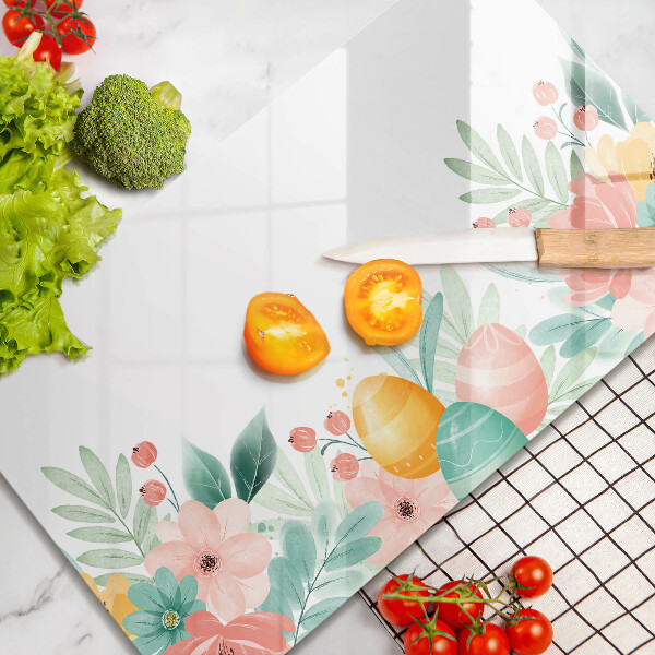 Chopping board glass Easter eggs