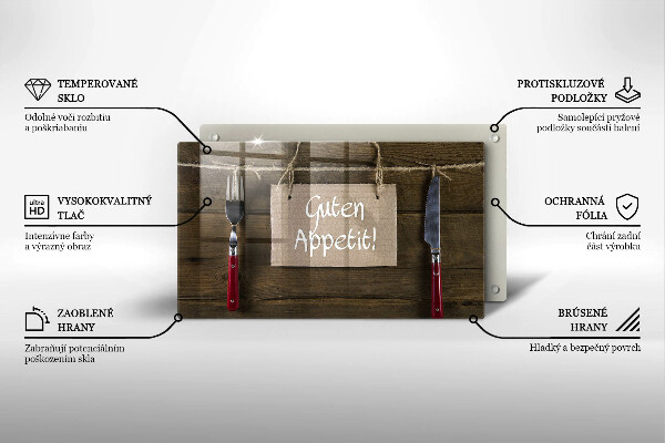 Chopping board glass GUTEN APETIT inscription boards