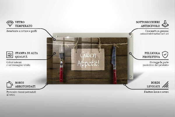 Chopping board glass GUTEN APETIT inscription boards