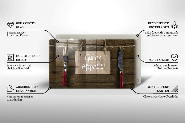 Chopping board glass GUTEN APETIT inscription boards