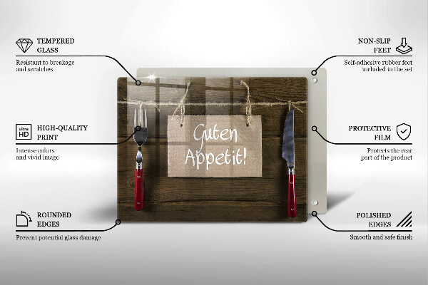 Chopping board glass GUTEN APETIT inscription boards