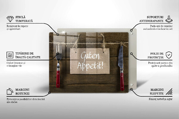 Chopping board glass GUTEN APETIT inscription boards