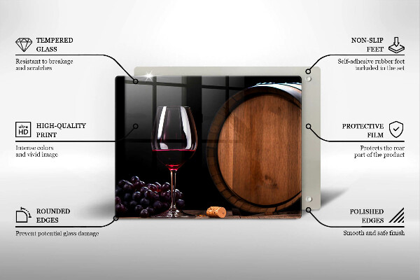 Chopping board A barrel of wine glass