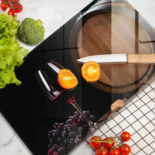 Chopping board A barrel of wine glass