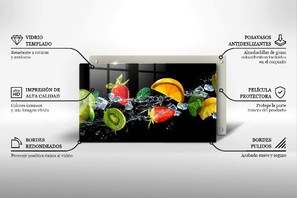 Chopping board Fruits in water