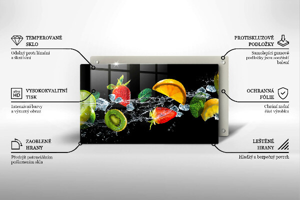 Chopping board Fruits in water