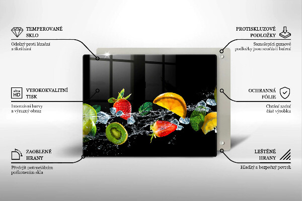 Chopping board Fruits in water