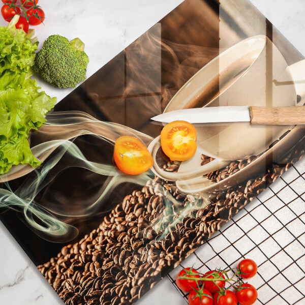 Chopping board Cup and coffee beans