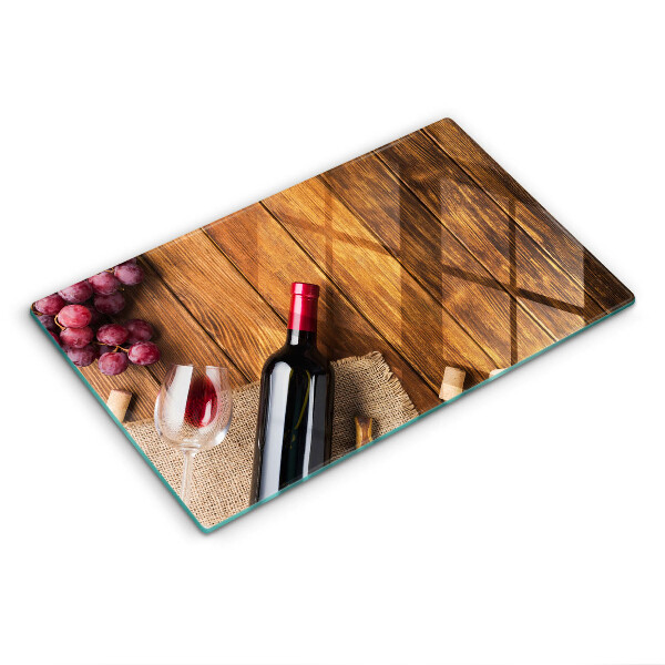 Chopping board A bottle of red wine