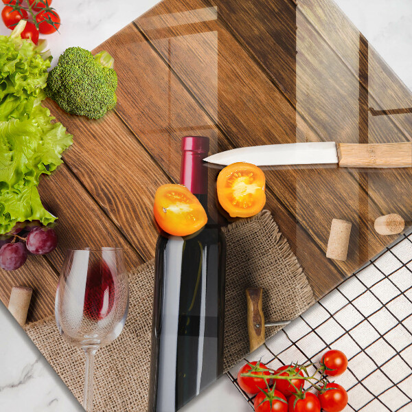 Chopping board A bottle of red wine
