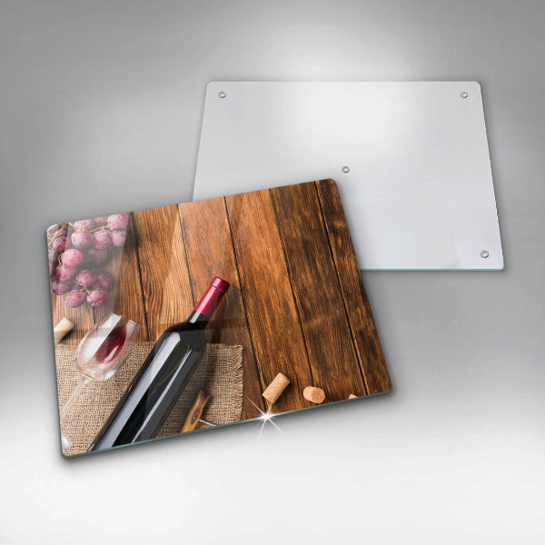 Chopping board A bottle of red wine