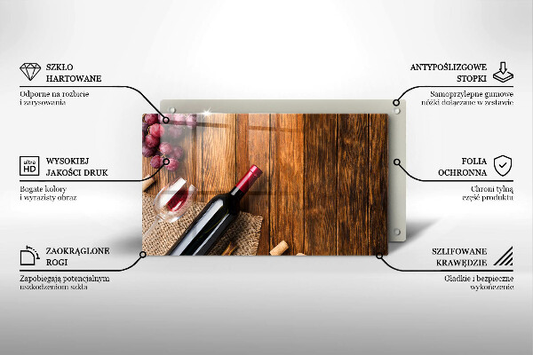 Chopping board A bottle of red wine