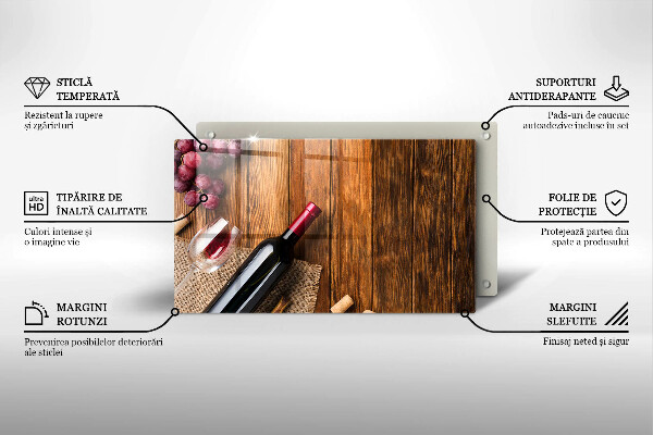 Chopping board A bottle of red wine