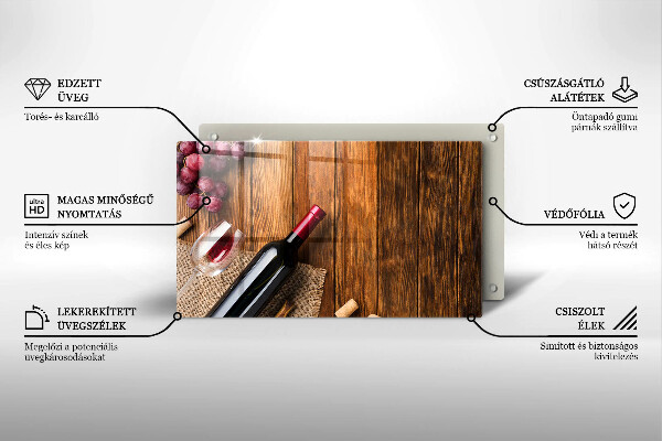 Chopping board A bottle of red wine