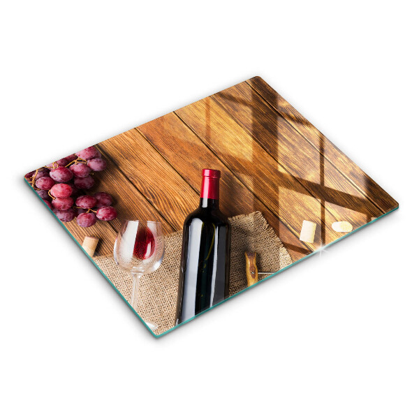 Chopping board A bottle of red wine