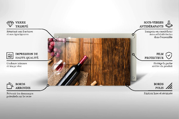 Chopping board A bottle of red wine