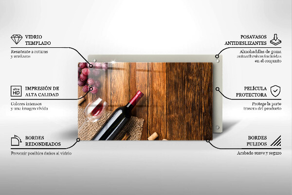 Chopping board A bottle of red wine