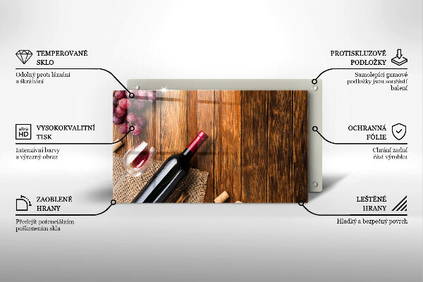 Chopping board A bottle of red wine