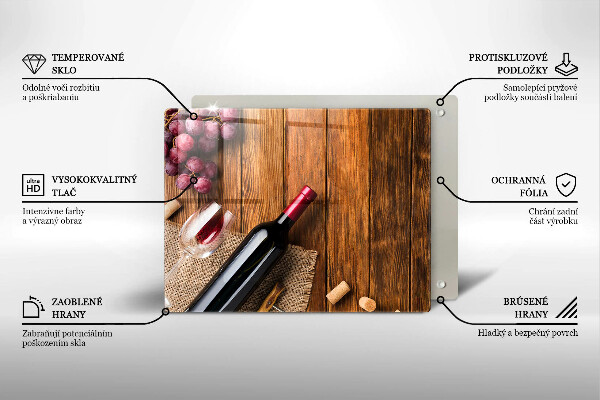 Chopping board A bottle of red wine