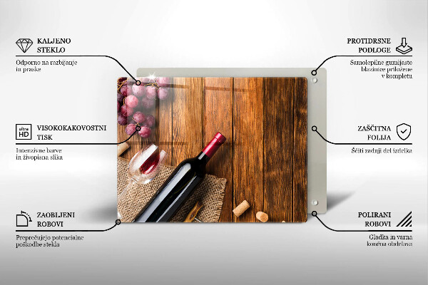 Chopping board A bottle of red wine