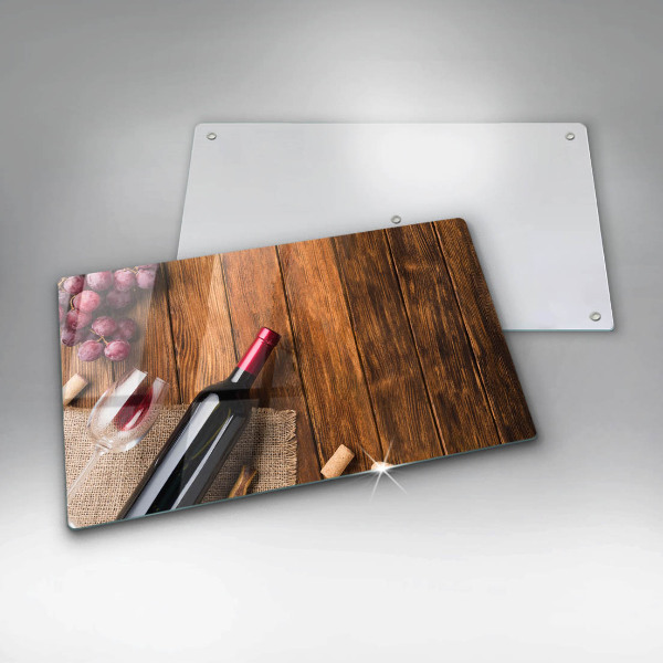 Chopping board A bottle of red wine