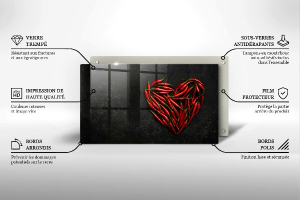 Chopping board Chili peppers heart