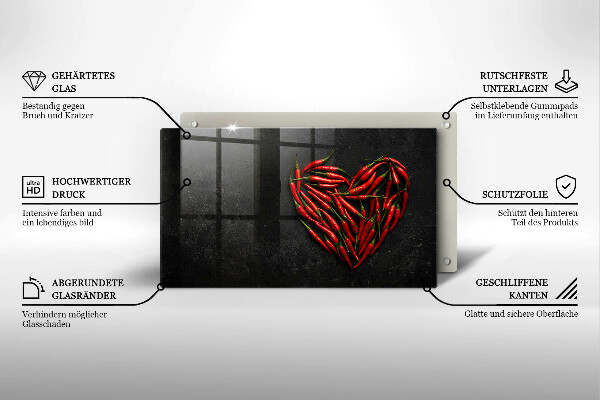 Chopping board Chili peppers heart