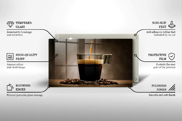 Chopping board Glass and coffee beans