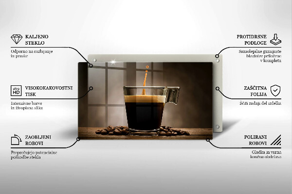 Chopping board Glass and coffee beans