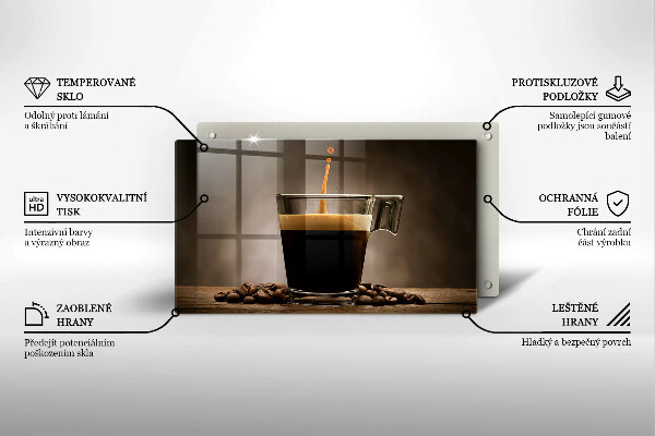 Chopping board Glass and coffee beans