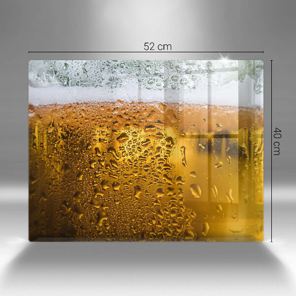 Chopping board Wet glass of beer