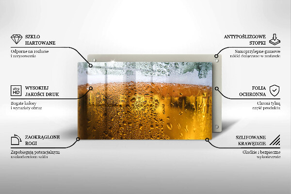 Chopping board Wet glass of beer