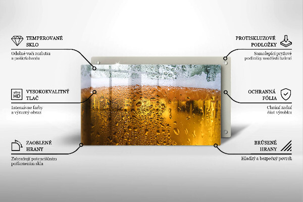 Chopping board Wet glass of beer