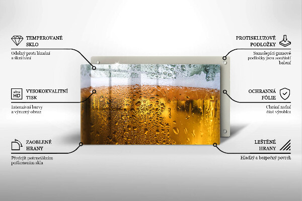 Chopping board Wet glass of beer