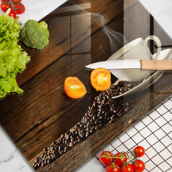 Chopping board glass Coffee cup wood