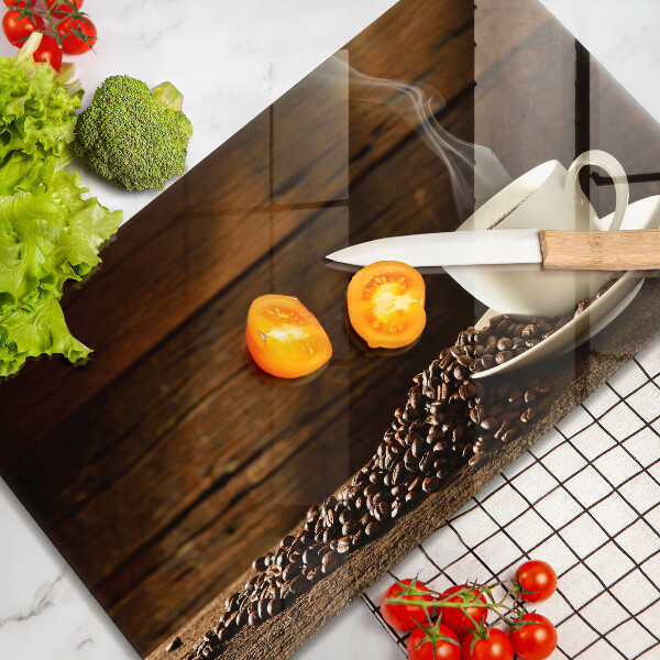 Chopping board glass Coffee cup wood