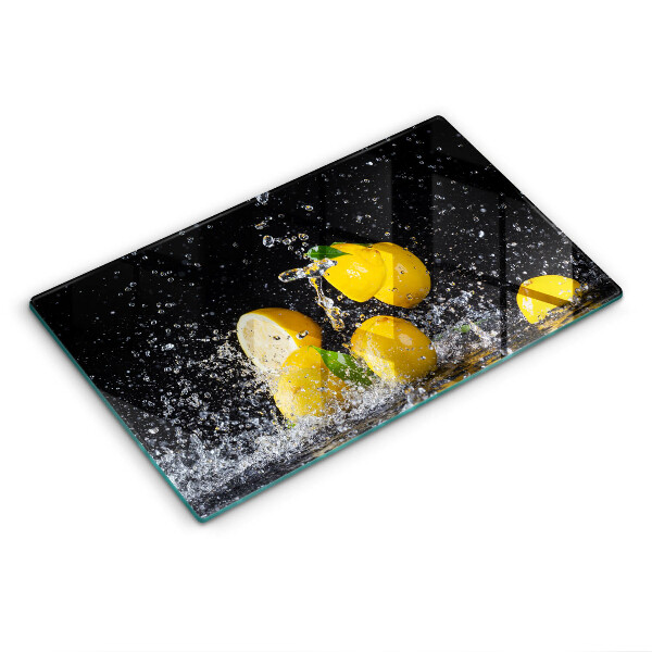 Chopping board glass Juicy lemon fruit